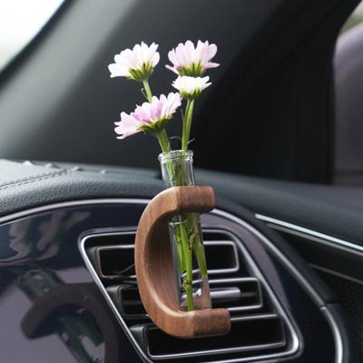 Car Flower Vase Holder Ornaments Car Flower Arranger Wooden Car Vase Vent Clip Dashboard Decor Unique Car Accessory