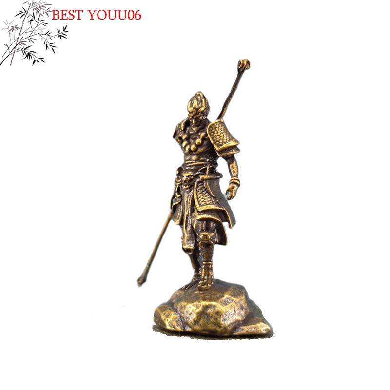 Hot Antique Monkey Sun Wukong Miniature Figurine Craft Mini Golden Cudgel Wu Kong Statue Model Desk Ornament Home Car Decor Craf