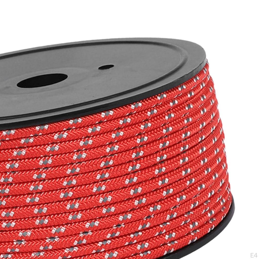 50M Camping Tent Rope, Outdoor Guy Lines, 4mm Thickness, Reflective Rope Wind for Fishing