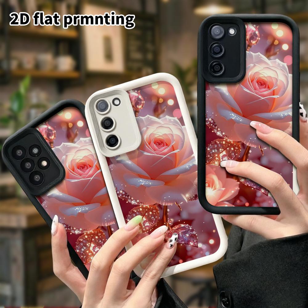 Phone Case: 2D Flat Samsung Galaxy A34 A35 M05 M06 S20 S22 S21 FE Plus 5G Layered Protective Case, Gradient Rose, Christmas and Halloween Gift