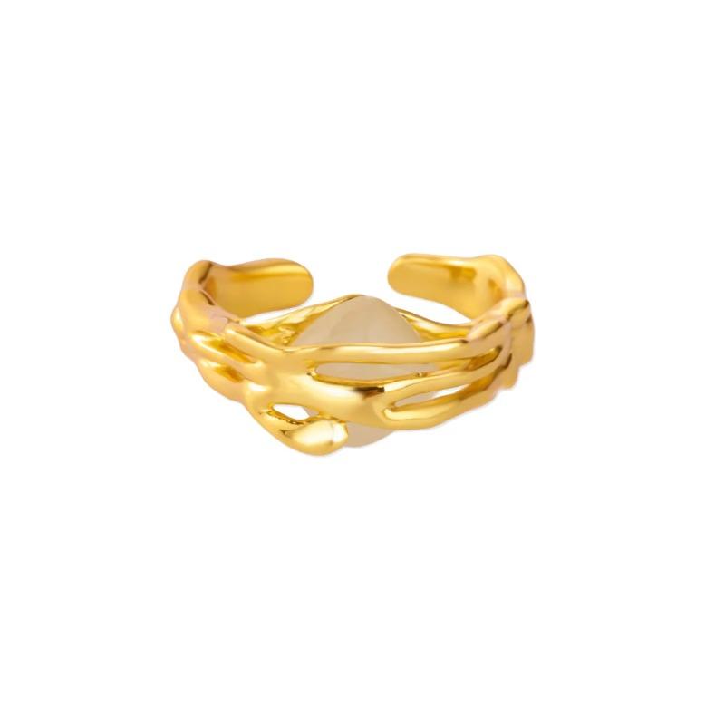 Court Style Retro Gold Copper K Gold-plated Ring Women's Light Luxury Fashion Micro-inlaid Zircon High-end Exquisite Ring