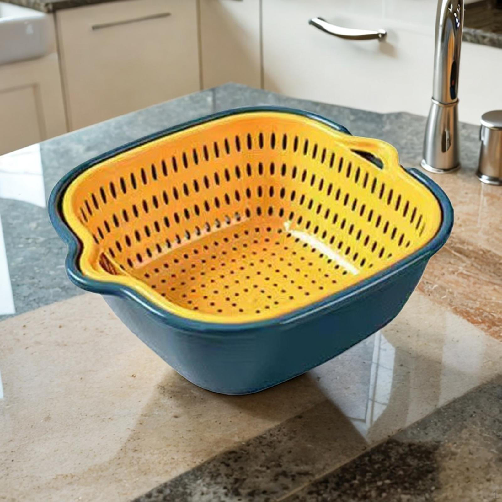 Double Layer Washing Basket Food Strainer Multifunctional Household Sturdy Fruit Cleaning Basin XS