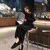 Black Knitted Dress Temperament Muse Fan Sweater Skirt Autumn Women's New