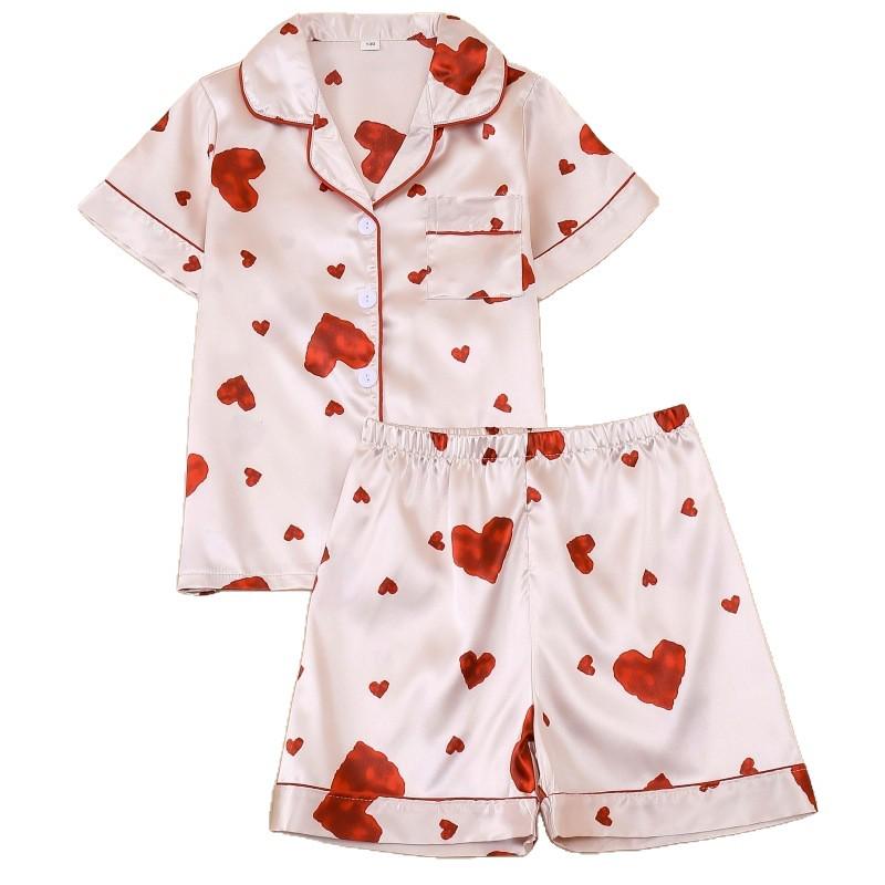 Girls' Cartoon Pajama Set - Short-Sleeved Top and Shorts for Medium To Large Children