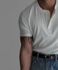 Baulopeulodeogteu Pattern Muscle Henley Neck Short Sleeve Knit Tee [Ivory]