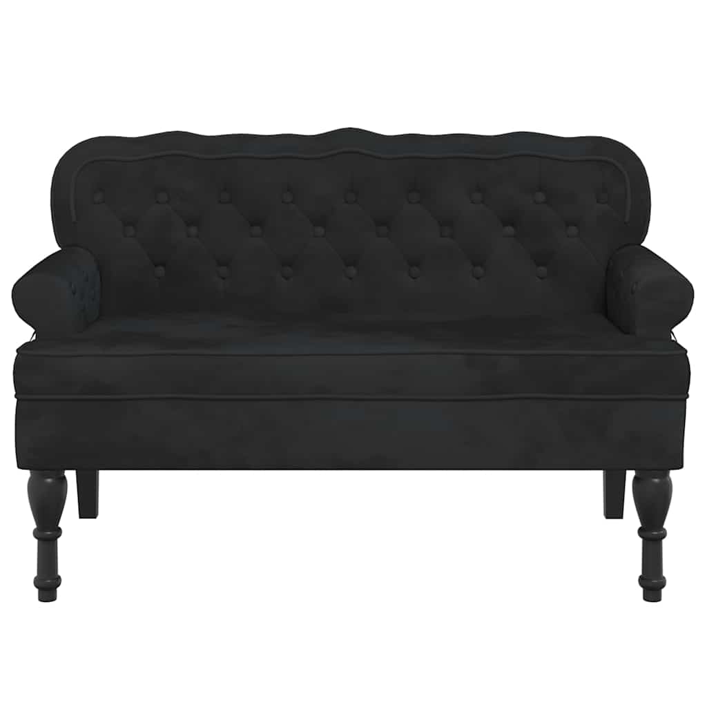 Bench with Backrest Black 119.5 x 64.5 x 75 cm Velvet