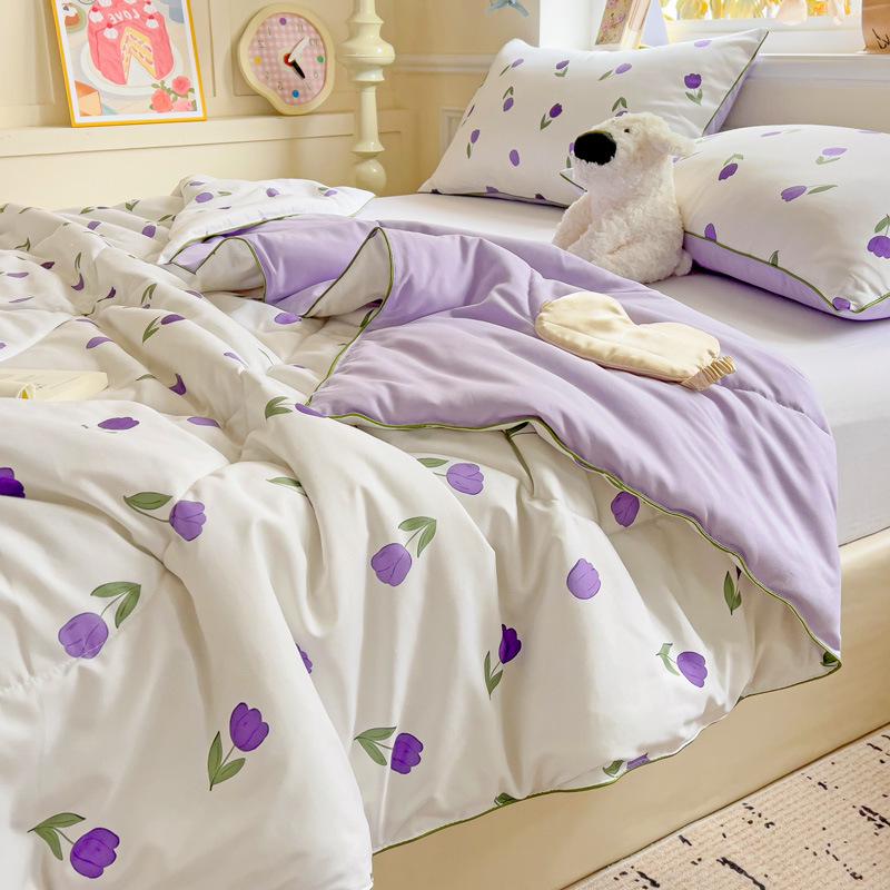 Class A Soybean Fiber Cartoon Print Summer Quilt - Double Layer Gauze Air Conditioning Quilt