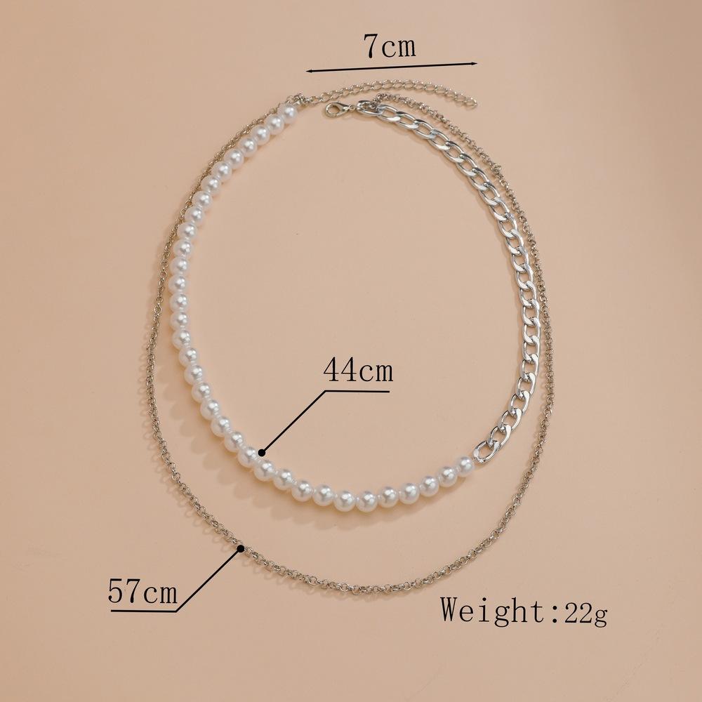 Retro personalized imitation pearl beaded alloy women's multi-layer necklace women's accessories
