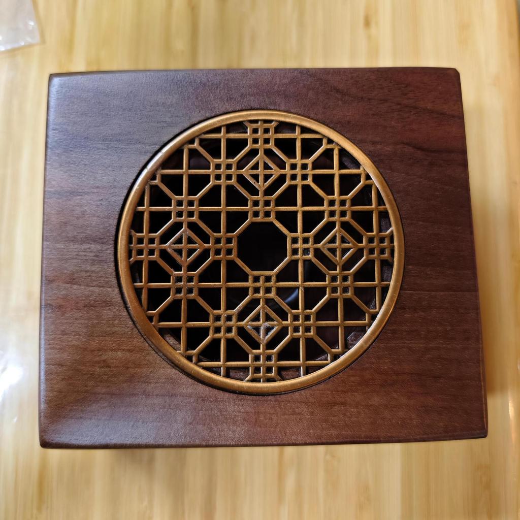 Walnut Tea Warmer Table with Candle Heating Base