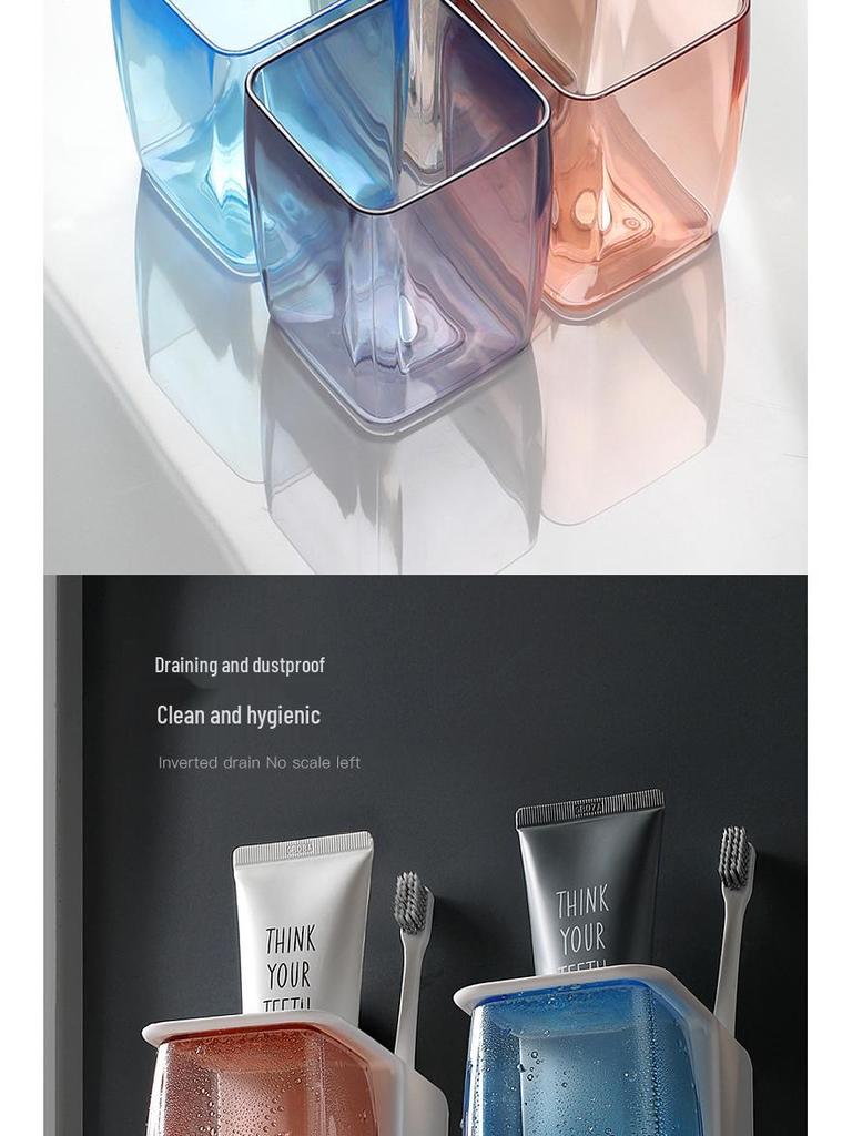 Magnetic Wall-Mounted Toothbrush and Mouthwash Cup Holder Set