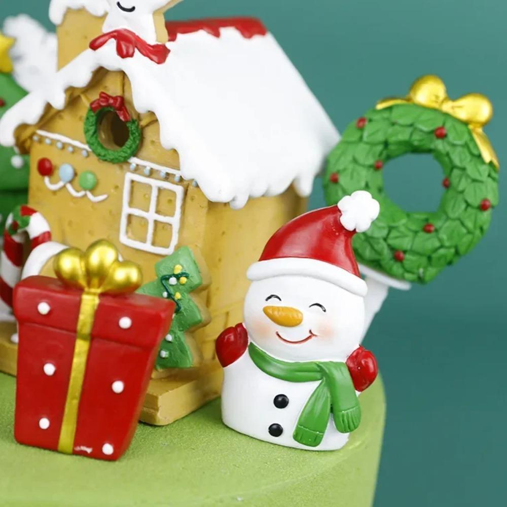 Christmas Cake Toppers Resin Santa Claus Cake Decor Xmas Small House Cupcake Dec Merry Christmas Decor For Home Happy New Year