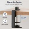 Clamp Desk Shelf for Office Supplies, Two-Level Metal Desktop Storage with Edge Mounting, Cord Routing, and Black Finish for Study Desks