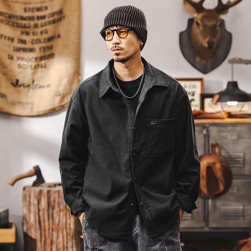 

Мужская рабочая рубашка-куртка в американском ретро стиле с длинным рукавом L