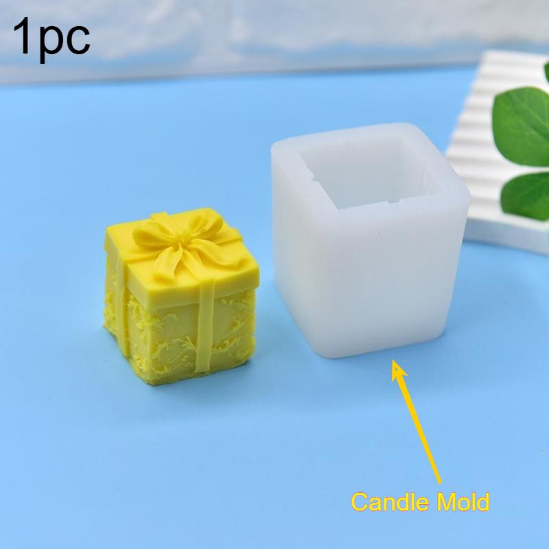 

1pc Festive Gift Box Scented Candle Mold Bow Gift Box Fondant Silicone Mold Decor DIY Festive Candle Molds for Candle Making
