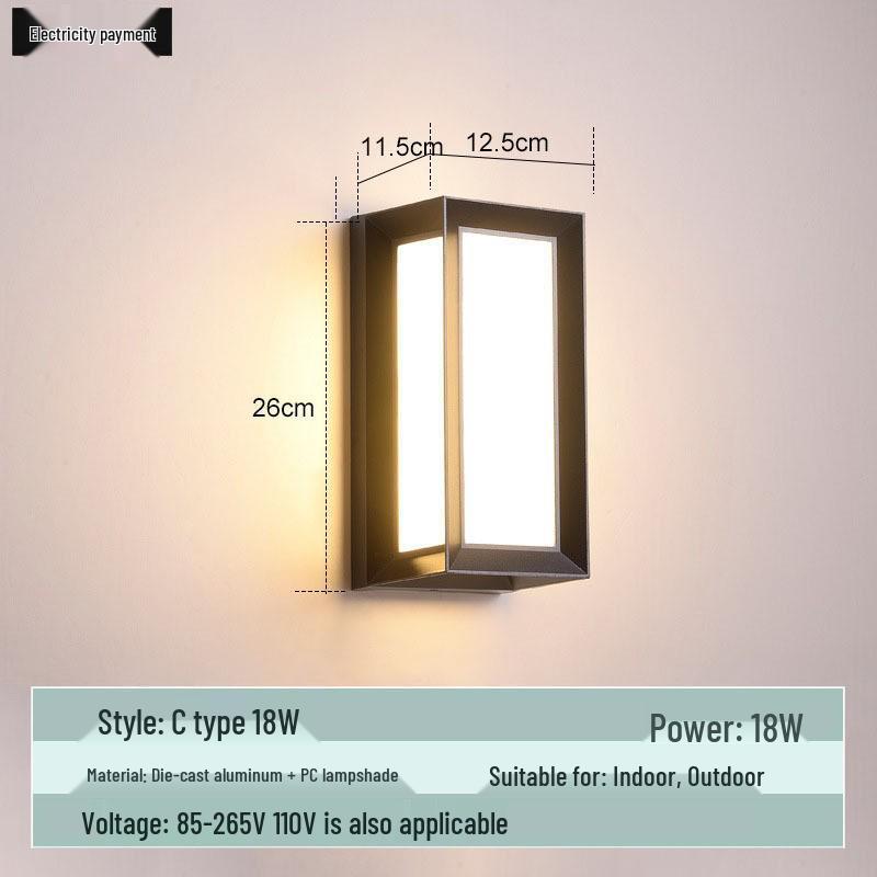 Waterproof Minimalist LED Wall Light with Smart Sensor for Outdoor Use