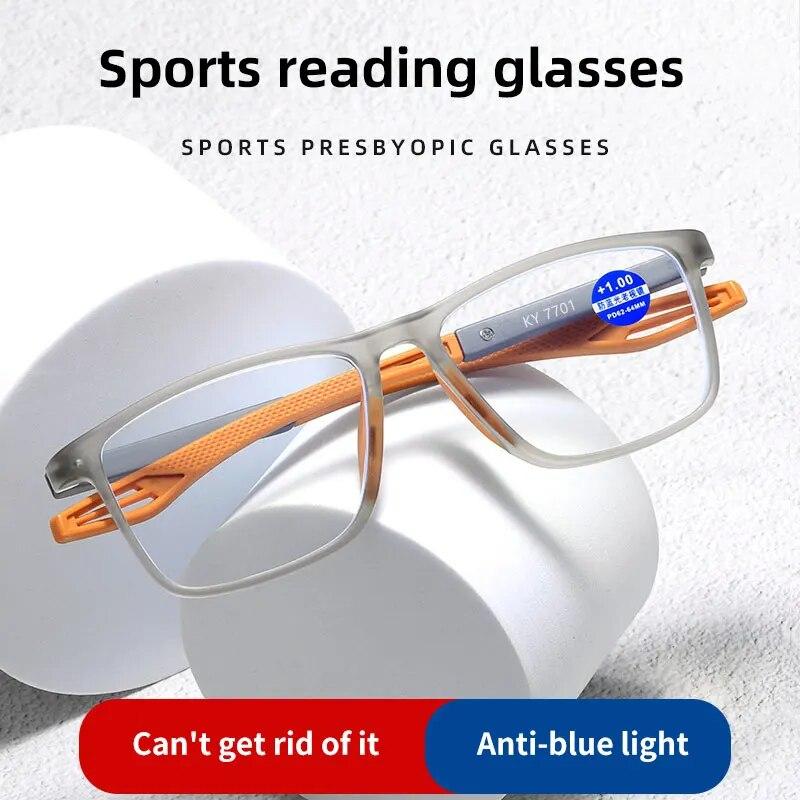 Óculos de leitura anti-luz azul Ultralight TR90 Sport Presbiopia Óculos de grau Mulheres Homens Visão de longe Óculos ópticos Dioptrias para +4.0