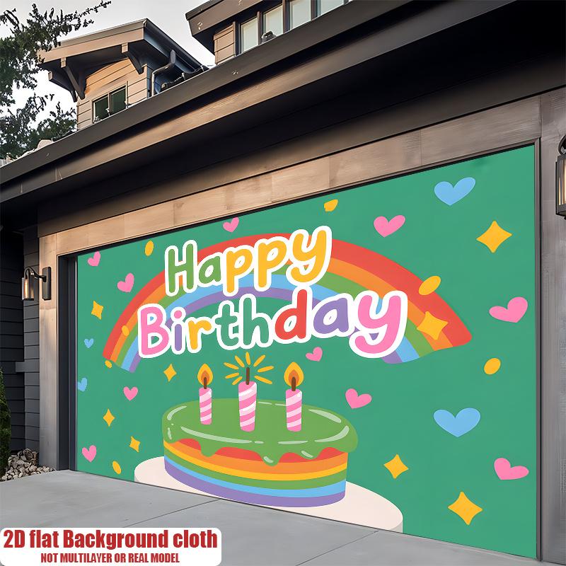 2D Flat Design 1 Piece Birthday Celebration Background Decoration Suitable for Birthday Parties Polyester Material