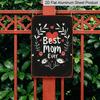 2D Flat, Vintage Mother'S Day Metal Sign - "Best Mom Ever" Metal Wall Art with Floral & Heart Design, Rustic Aluminium Decor for Living Room or