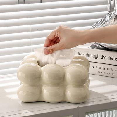 Bubble Shaped Tissue Box Modern Artistic Tissue Holder for Home Decor High End Dining Table Ceramics Affordable Luxury