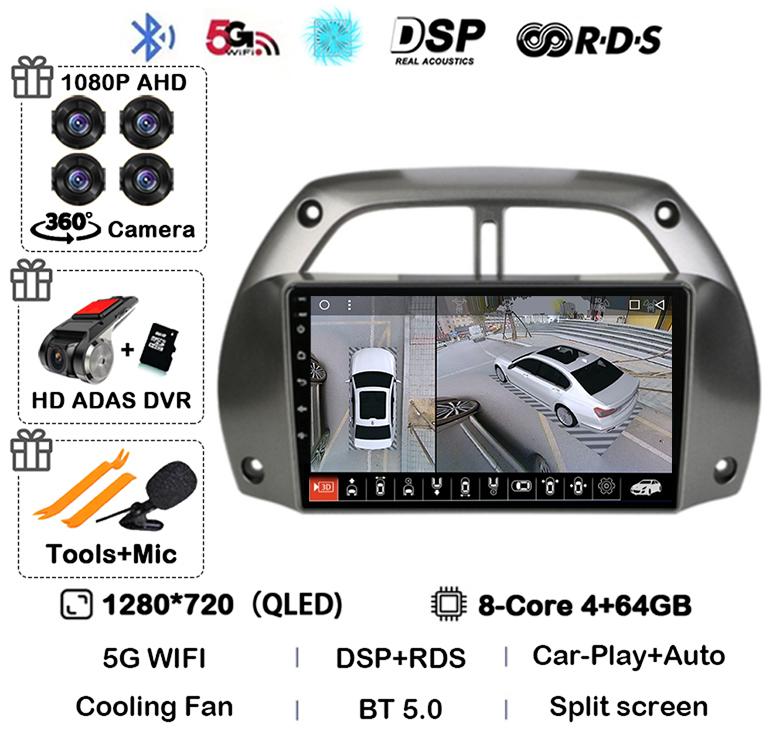Android14 Carplay Car Radio For Toyota RAV4 Rav 4 2001 2002 2003 2004 2005 2006 Multimedia GPS Player Stereo 2din Head Unit DSP