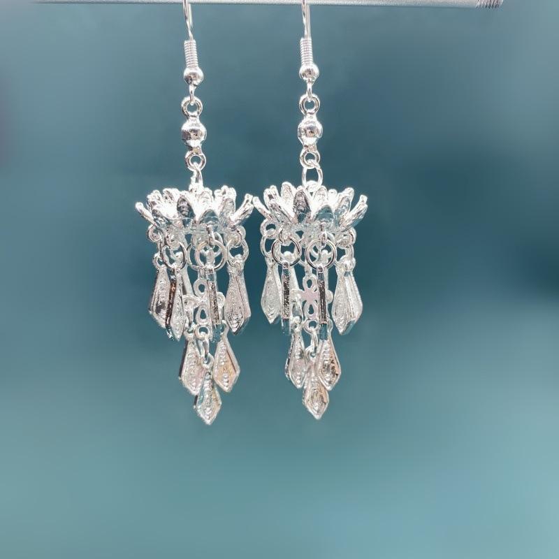 Ethnic style earrings Alloy silver-plated Miao ethnic minority Dong Yi earrings Earrings