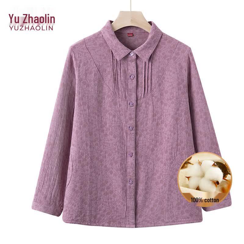 YUZHAOLIN Women's 100% Cotton Floral Long-Sleeve Shirt