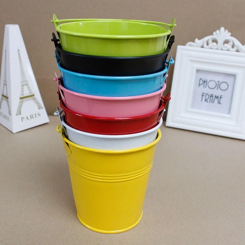 1 Stück Bunter kleiner Eimer, kleiner Eiseneimer, Spielzeugeimer, Strandeimer, Mini-Aufbewahrungseimer, Sukkulenten-Pflanzeimer