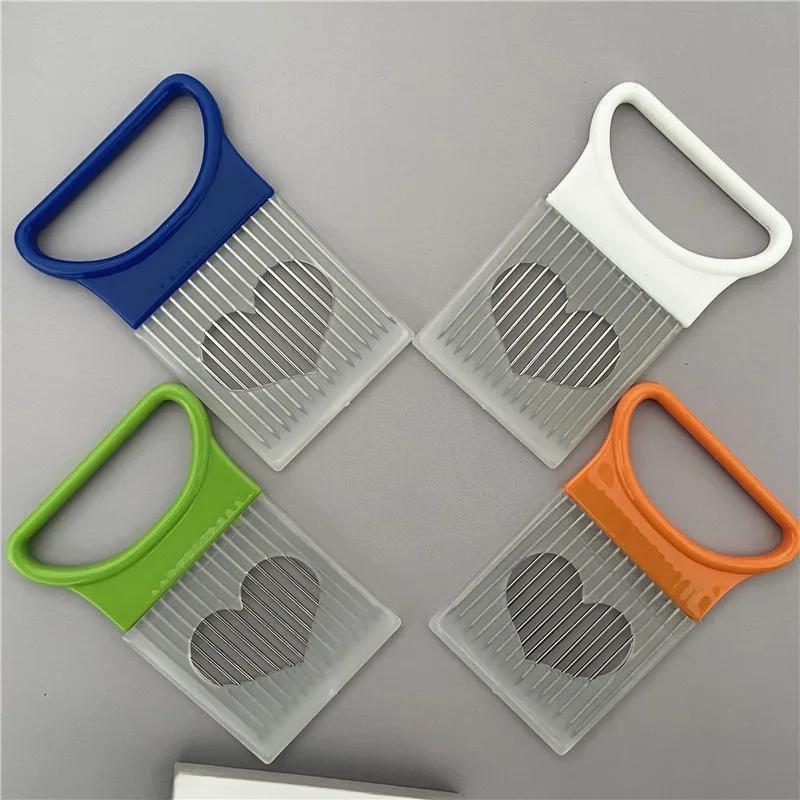 1PC Colorful Onion Slicer with Stainless Steel Holder – Easy Onion Chopper for Potatoes & Vegetables
