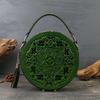 Vintage Embossed Small Round Bag, Transfer Handbag, Festive Women's Bag, Genuine Leather Bag, High-end Women's Shoulder Crossbody Bag