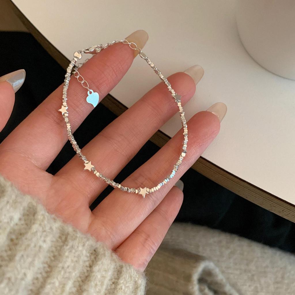 Exquisite Silver Flake Star Bracelet for Women - Layered Five-Pointed Star Design, Perfect Summer Jewelry Gift for Best Friend