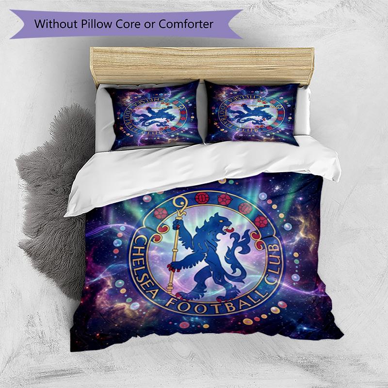 Set Lenzuola 3 Pezzi Stampato Chelsea FC Morbido Delicato sulla Pelle Lavabile Copripiumino e Federe Set Tutte le Stagioni Camera da Letto