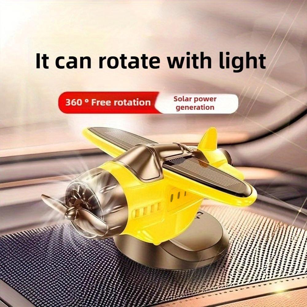 Solar-Powered Rotating Airplane Car Air Freshener. An Innovative Fragrance Diffuser and Decorative Piece for Your Car Dashboard.