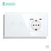 BSEED 1/2/3-fach Touch-Lichtschalter 1/2/3-Wege für Treppenflure plus Steckdose USB-C-Anschlüsse EU-Standard Glaspanel