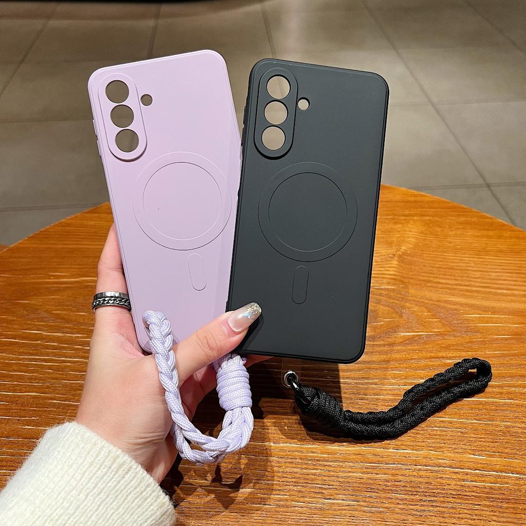 Silicone Wrist Strap Phone Case for Samsung Galaxy A17 A06 A16 A26 A36 A56 A05 A05S A15 A35 A55 for Magsafe Protective Cover