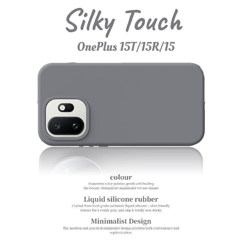 Macaron Color Real Liquid Silicone Shockproof Soft Case For Oneplus 15T 15R 15 13T 13/12R 5G Skin Fleece Anti-fingerprint Cover