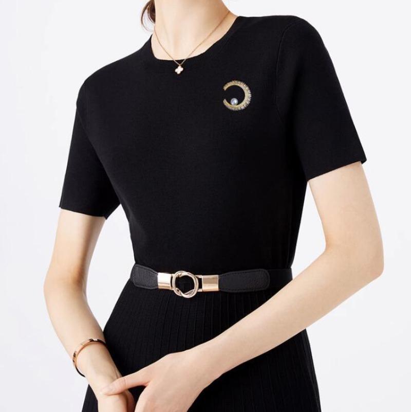 Women Pearl Rhinestone Lapel Pin Elegant C-Shape Overcoat Jewelry Gift for Her Shiny Dress Clips