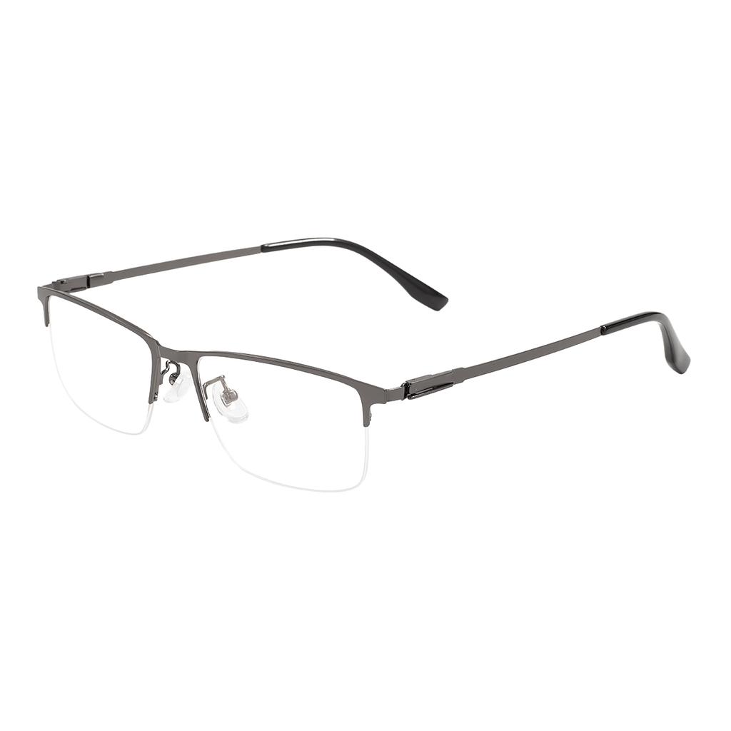 Fashion Large Black Rectangle Metal Half Rim Eyeglasses Frame Big Men Business Spectacles For Myopia Optical Prescription Lenses