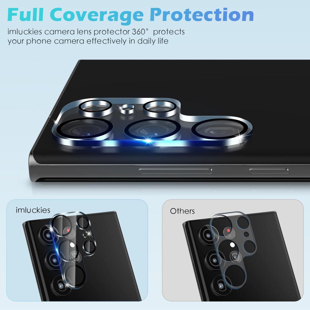 For Samsung Galaxy S24 Ultra Camera Lens Protector Black Ring Silk Printing Tempered Glass Acrylic Lens Film