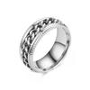 Stainless Steel Roman Numeral Rotating Ring - Titanium Chain Band