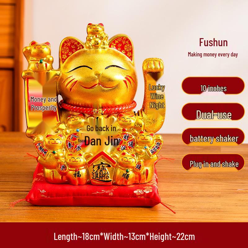 Ceramic Lucky Cat Figurine with Waving Hand – Customizable Gold Shop Gift for 2026 Opening Ceremony