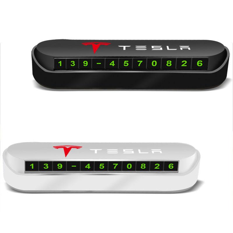 1Pcs Car Temporary Parking Card Plate Badge Car Styling For Tesla Model 3 Model S Model X Model Y Roadster