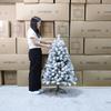 Sztuczna Choinka Śnieżna z Flokiem, Śnieżna Choinka Xmas z PVC z Metalowym Stojakiem, Dekoracja Świąteczna Wewnętrzna, Wiele Rozmiarów 60cm–300cm