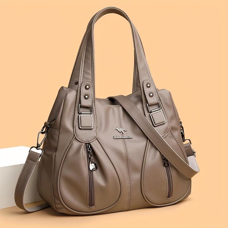 Vintage Faux Leather Handbag for Women Multi-pocket Shoulder Bag Casual Commuter Tote Bag Perfect for Daily Commuting Shopping Ladies' Holiday Gifts