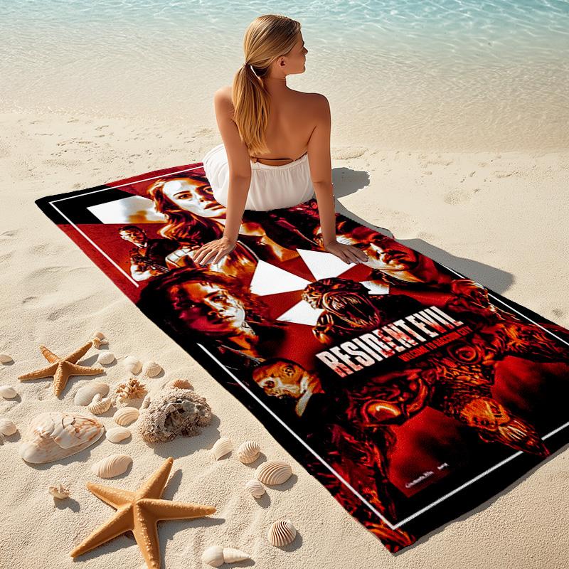 Resident Evil game, Umbrella Corporation, soft beach towel, outdoor camping vacation swimming beach towel, outdoor absorbent bath towel, Q7