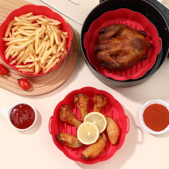 Air Fryer Liner Silicone Baking Tray High Temperature Resistant Pizza Pan Air Fryer Basket Accessory