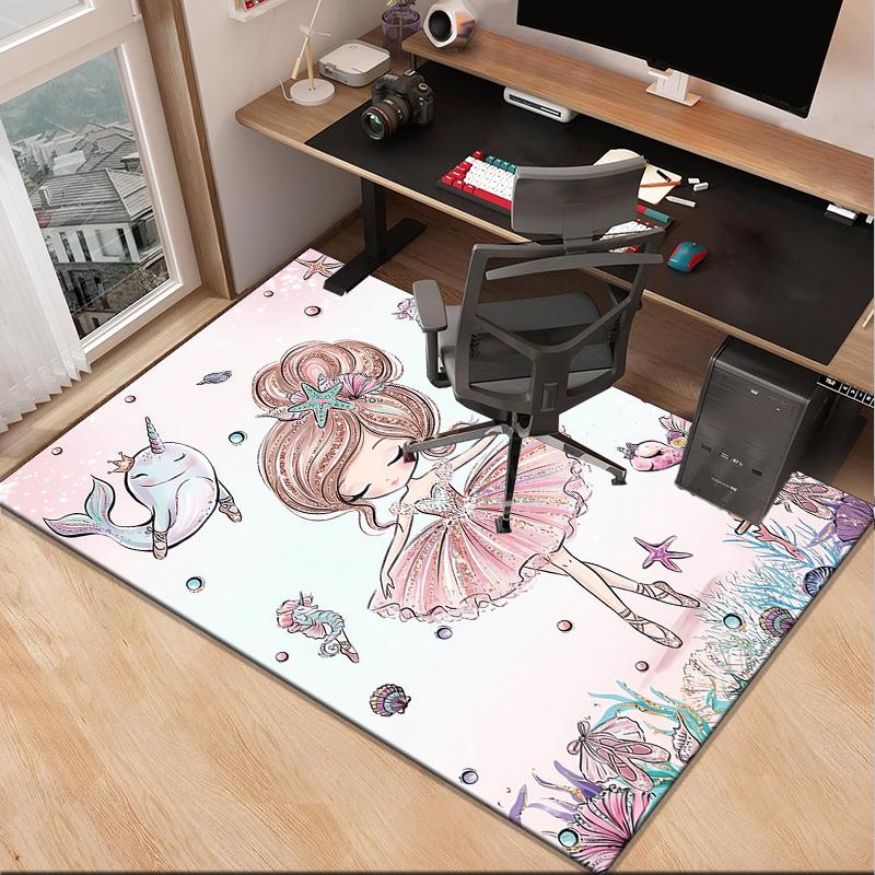 Dancing Ballerina In Pink Office Rug Chair Mat, Entryway Carpet, Suitable for Front Door, Bedroom, Living Room, Desk, Holiday Gift