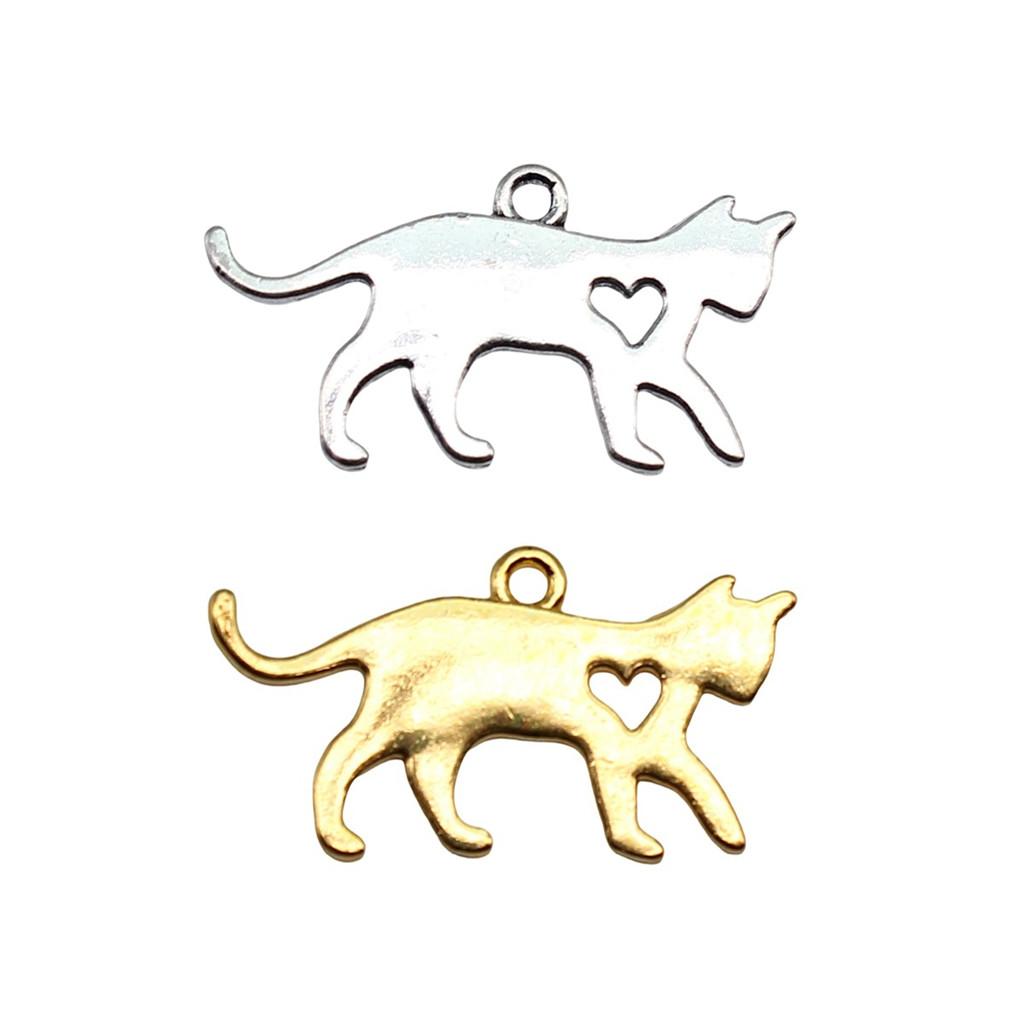 Charms Cat Pendants Heart Alloy Crafts For DIY Jewelry Making Accessories