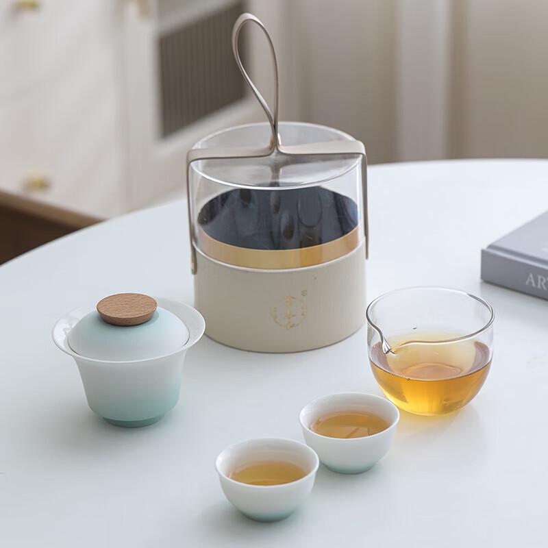 Portable Ceramic Gaiwan Travel Tea Set