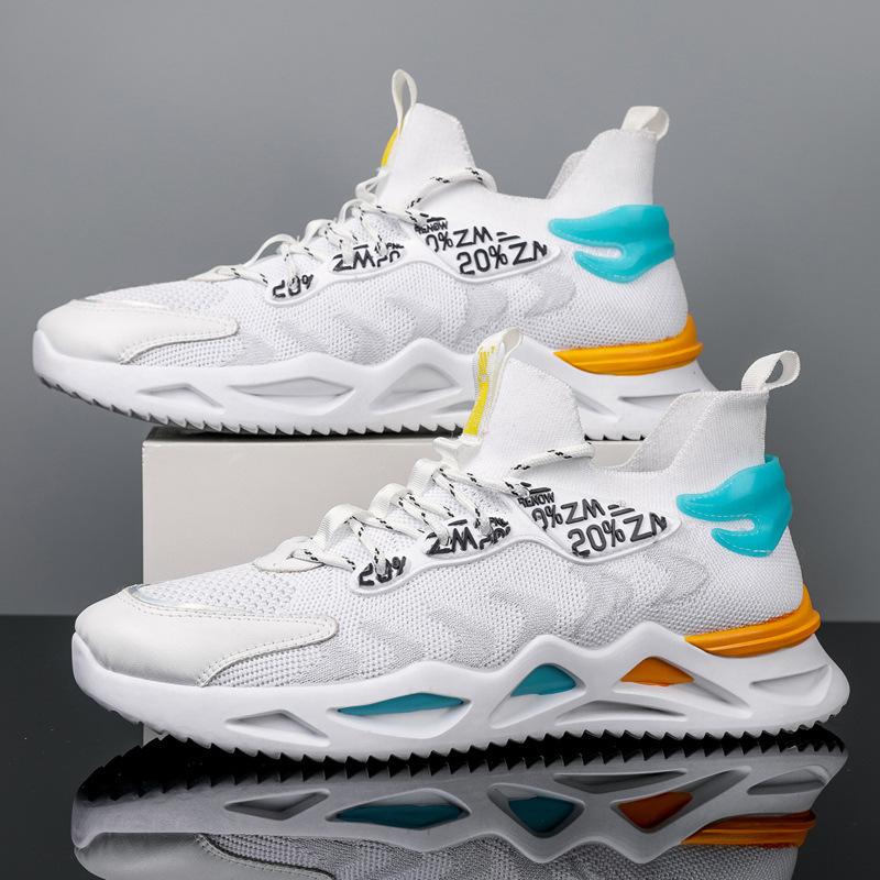 Мужские спортивные кроссовки для бега мужские повседневные кроссовки для тенниса сетчатые тканые кроссовки мужские эластичные дышащие кроссовки 39 белый 1927₽