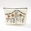 Teacher's Day Inspirational Slogan Makeup Bag - Portable Imitation Linen Zipper Pouch